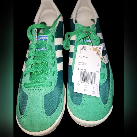 Unisex Adidas Green And White SL 72 RS Shoes - Picture 4 of 12